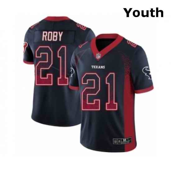 Youth Houston Texans 21 Bradley Roby Limited Navy Blue Rush Drift Fashion Football Jersey